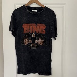 Anine Bing Eagle Graphic Tee Washed Black Bing Los Angeles Vintage Style Size S